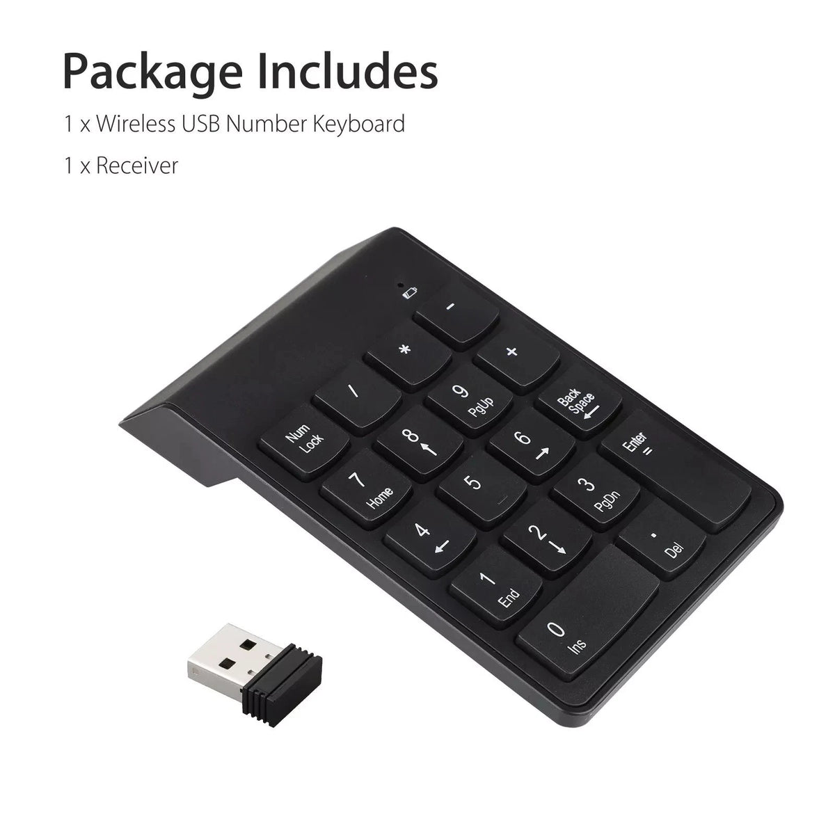 Plug-N-Play 18-Key 2.4GHz Wireless USB Number Keyboard For Laptop/Desktop PC