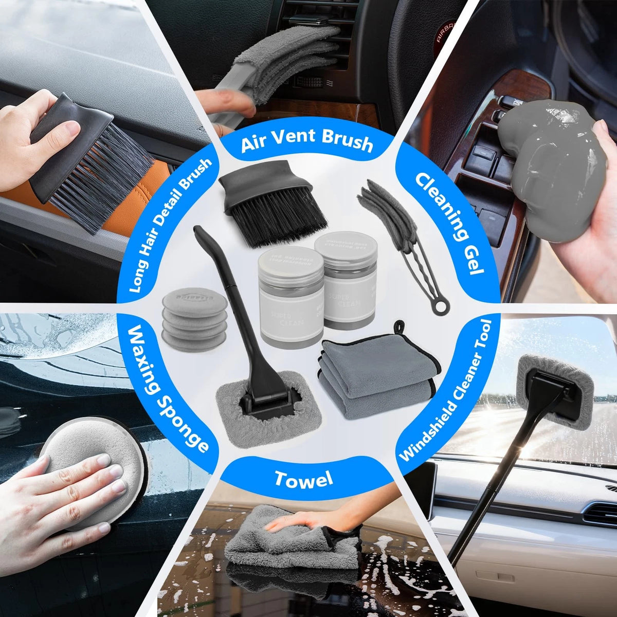 ThinkLearn Car Detailing Kit with Foam Gun, Wash Mop for Deep Gray(33PCS)