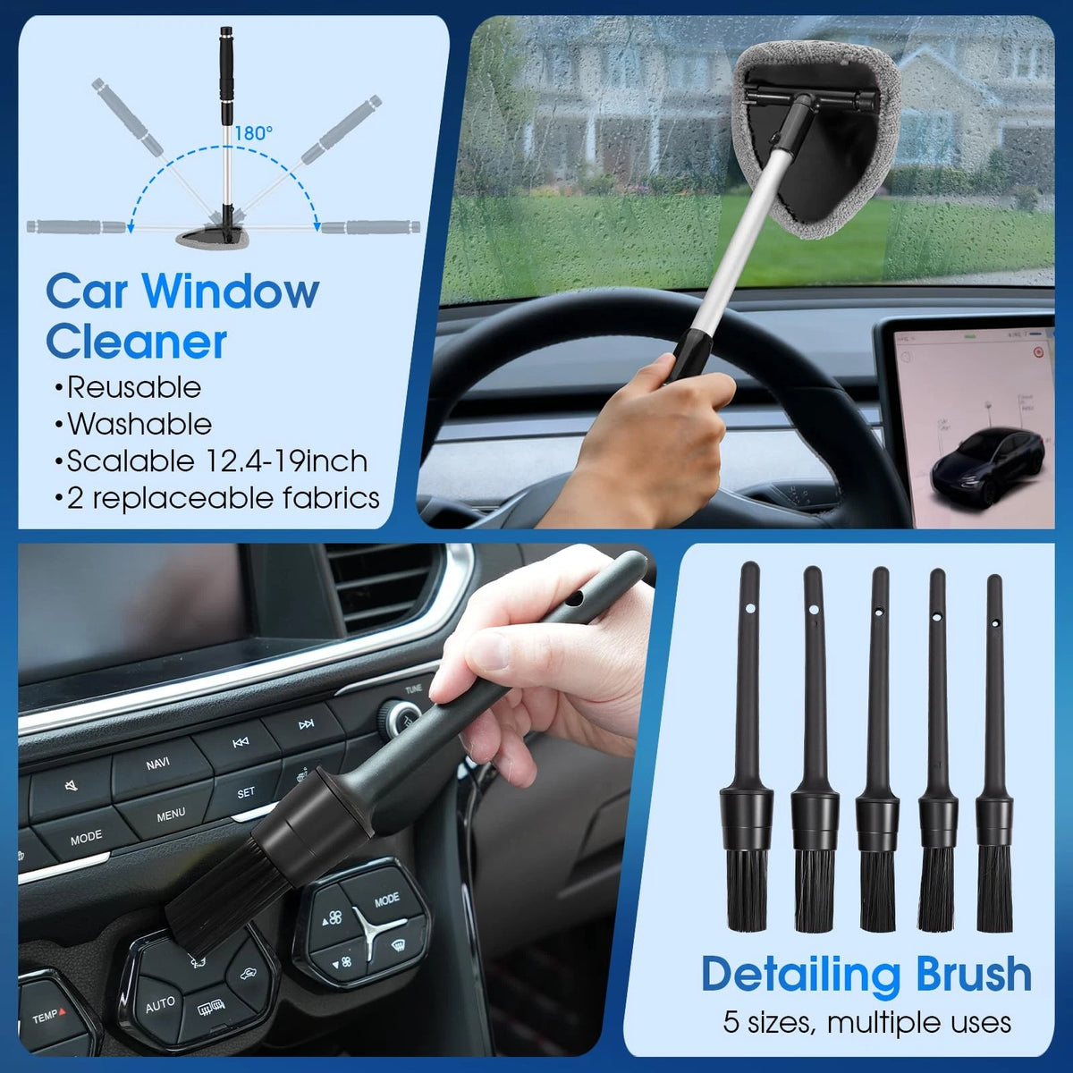 vioview 26pcs Car Cleaning Kit, Gray Interior Detailing Kit with 26 Pcs, Grey