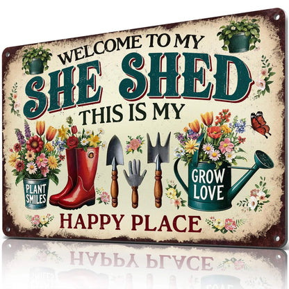 ALREAR Welcome to My She Shed Sign - Funny Garden Signs 12x8 Inch, she shed