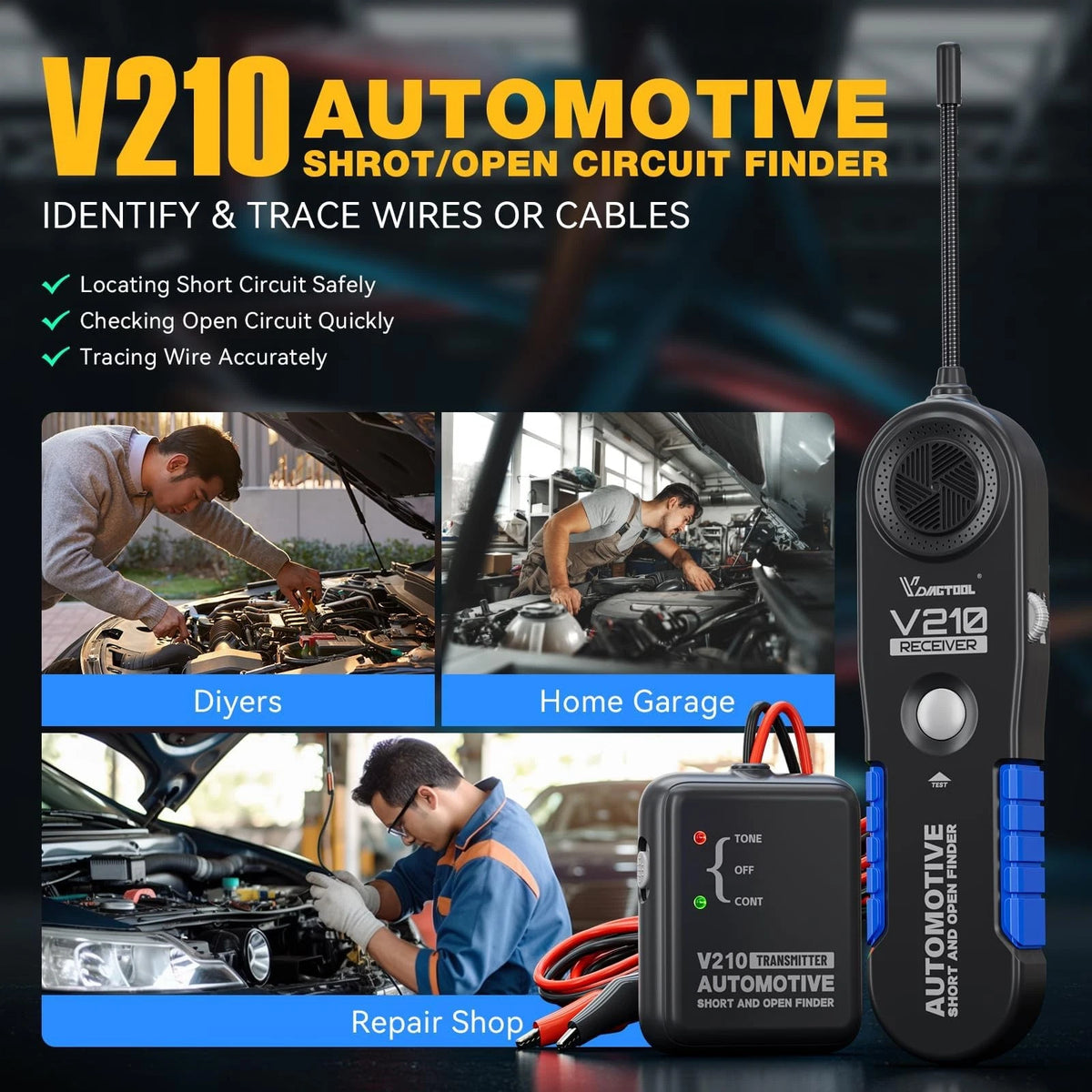 VDIAGTOOL V210 Wire Tracer Electrical Automotive Open & Short Finder Blue
