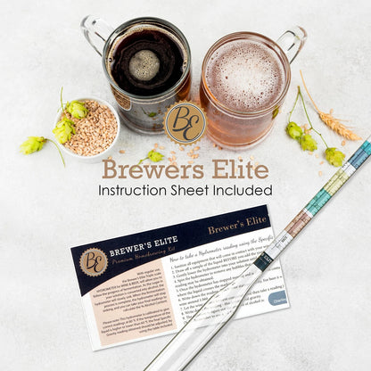 Brewer's Elite Hydrometer - for Home Brew Beer, Wine, Set, Clear