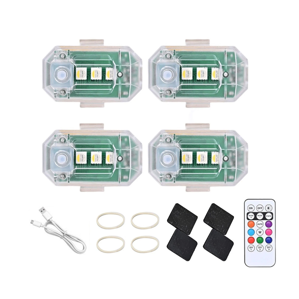 4Pcs Wireless LED Strobe Light with Remote Control RGB 8 Colors Warning Lights