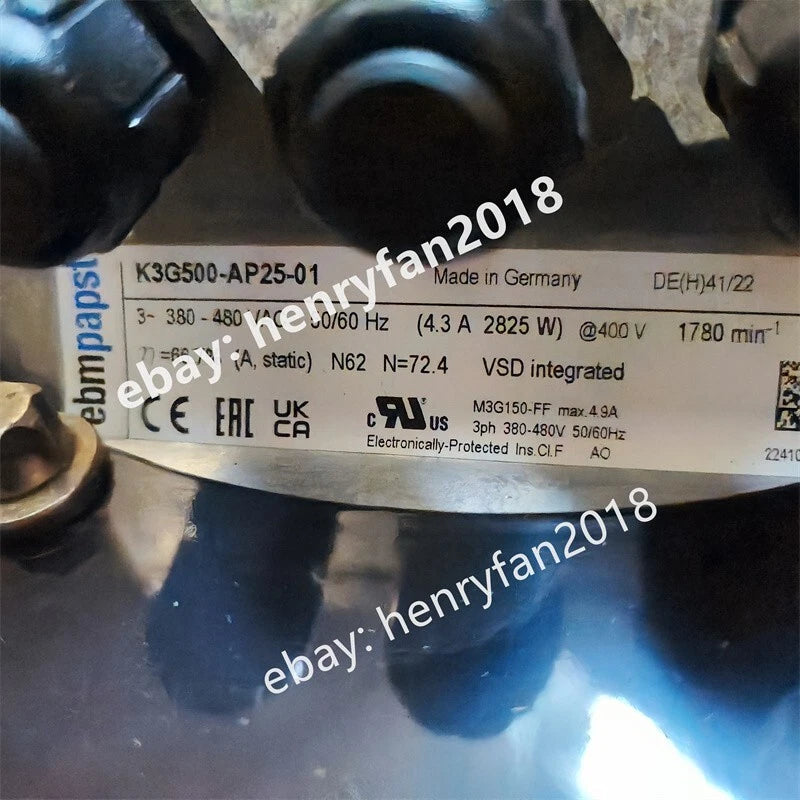 Ebmpapst Fan K3G500-AP25-01 Centrifugal Fan AC 400V 4.3A 2825W EC Cooling Fan