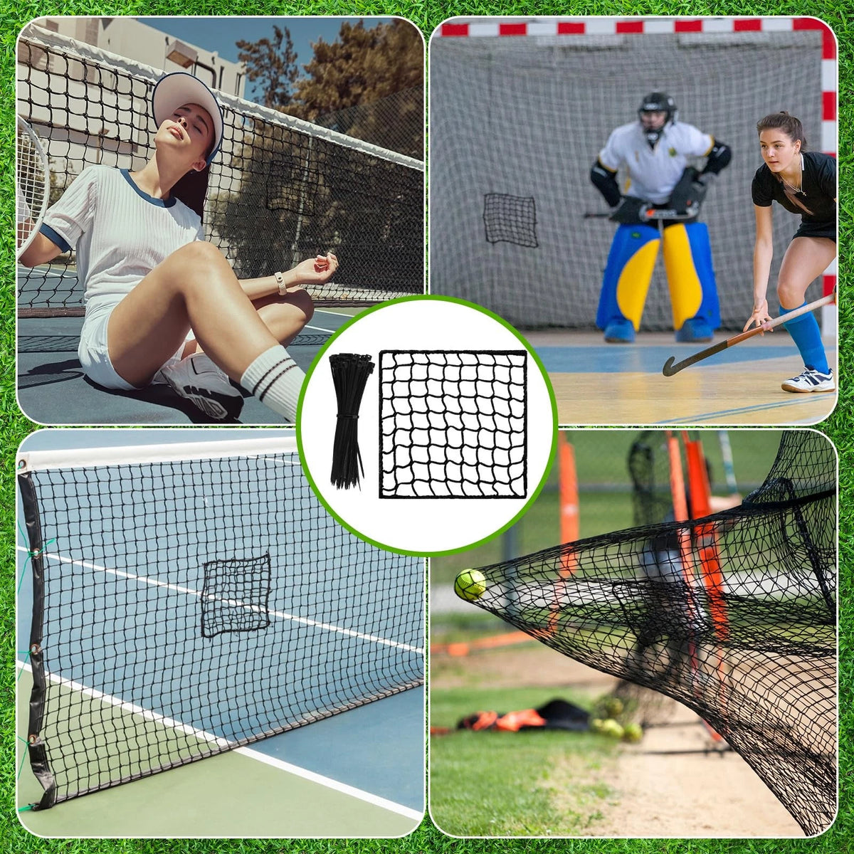 GliCraft 6 Pcs Universal Sports Net Repair Kits with 100 8 x 8 Inch, Black