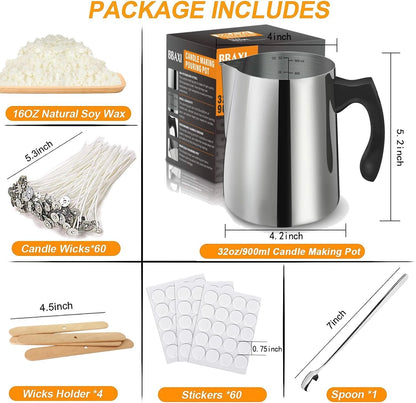 BBAXI Candle Making Kit - 32oz Pouring Pot, 16oz Soy making kit,