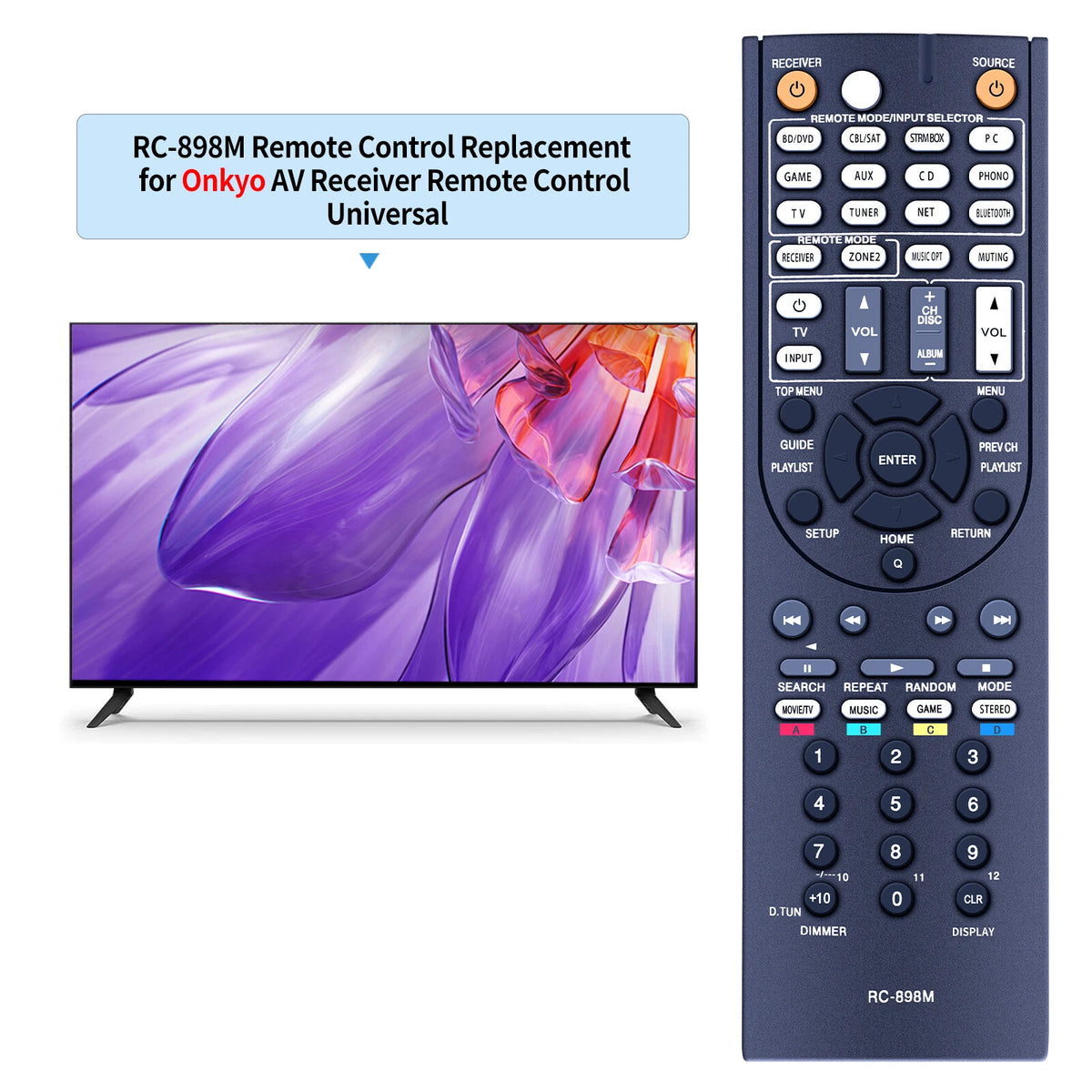 RC-898M Remote Control For Onkyo AV Receiver System TX-NR545 TX-NR646 TX-NR747