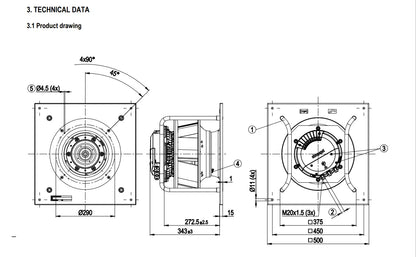 Ebmpapst K3G310-PV69-03/F01  EC Fan 3~  400V 4.7A 3050W Centrifugal Cooling Fan