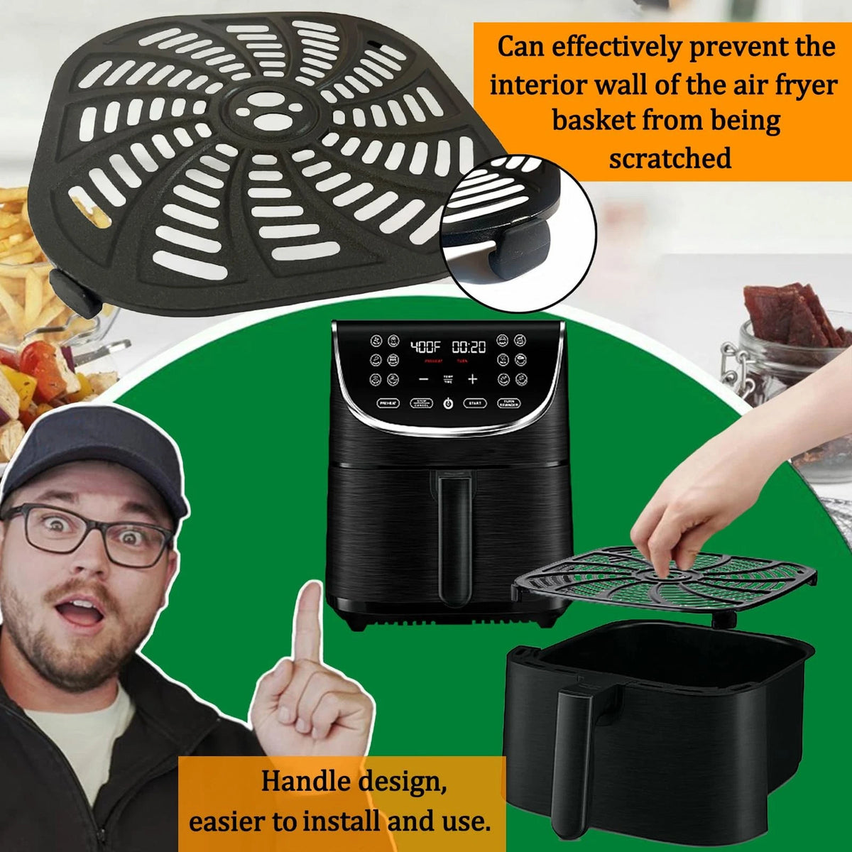 GSZN 7QT Air Fryer Grill Plate for Gourmia GAF716 GAF716, Black