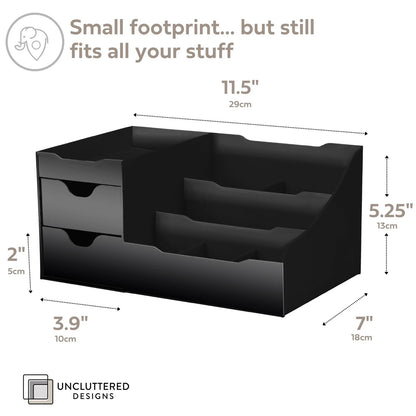 Uncluttered Designs Large Black Vanity Organizer - Countertop Mens