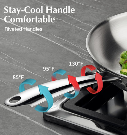 KOCH SYSTEME CS Stainless Steel Pan 8 Inch, Tri-Ply 8 Silver