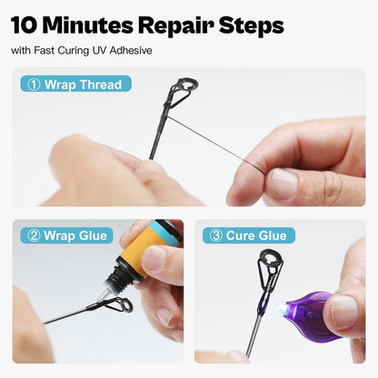 Fishing Rod Tip Repair Kit with Glue, Complete Large, Quick Fix