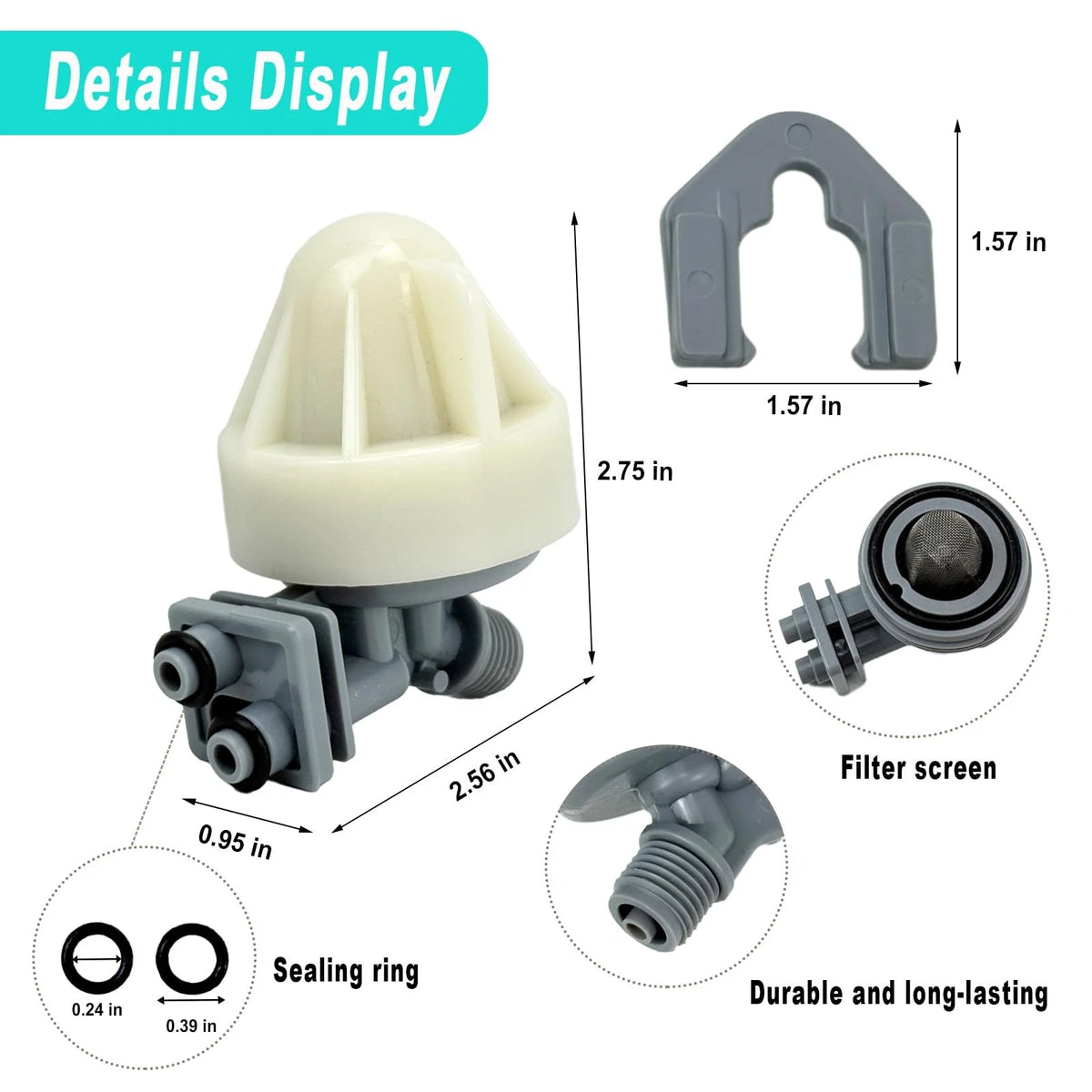 CEYHTLY 7187065 Water Softener Nozzle and Venturi Assembly White & Gray