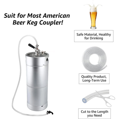 10ft Kegerator Beer Line Tubing 3/16" with Barb Fitting, Clear