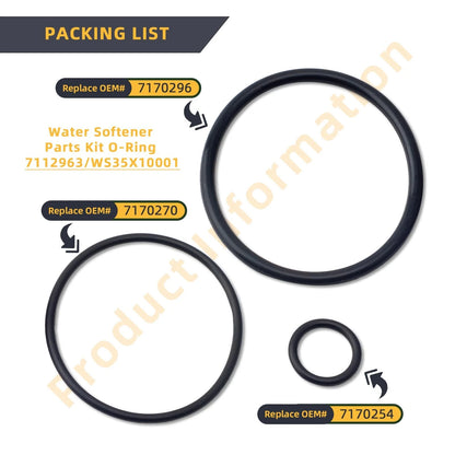 7112963/WS35X10001 Water Softener O-Ring Kit, Compatible with Northstar Black