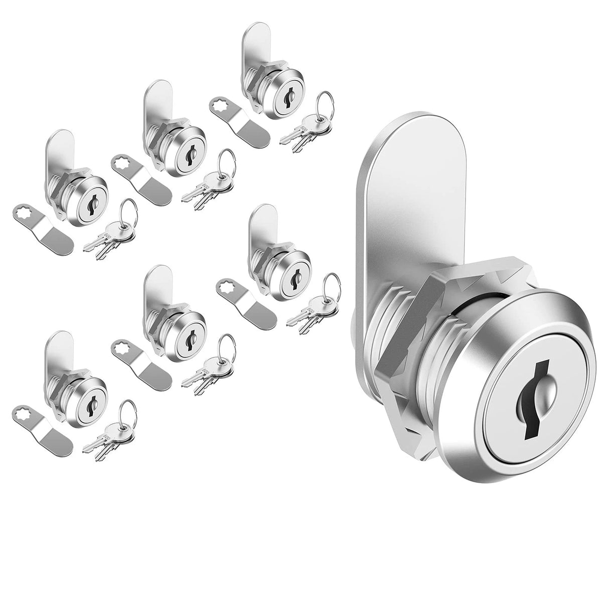 inBovoga 6 Pack Cabinet Locks with Keys, 5/8" 6 5/8 Inch Silver, Silver