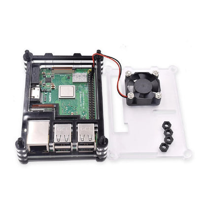 Acrylic Transparent Heatsink Case With Cooling Fan For Raspberry Pi RPI 3B+/3B