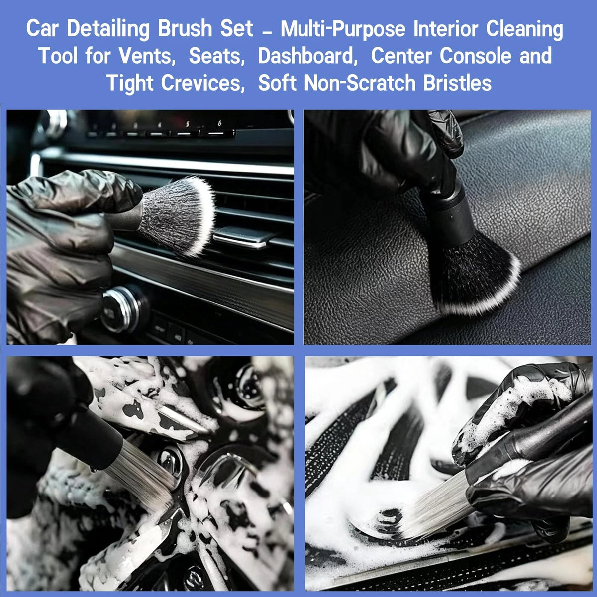 Riomhorry 9 Pcs Car Detailing Brushes Kit, Interior Cleaning Tool with...