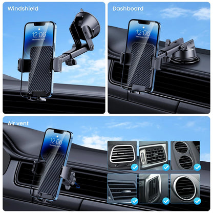 GUWEZ Phone Holders for Your Car [Military Grade Suction 10.5×7×14.5cm, Black