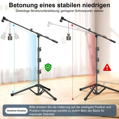 Microphone Stand, Tripod Boom Arm Floor Mic Stand Height Adjustable Heavy M-2