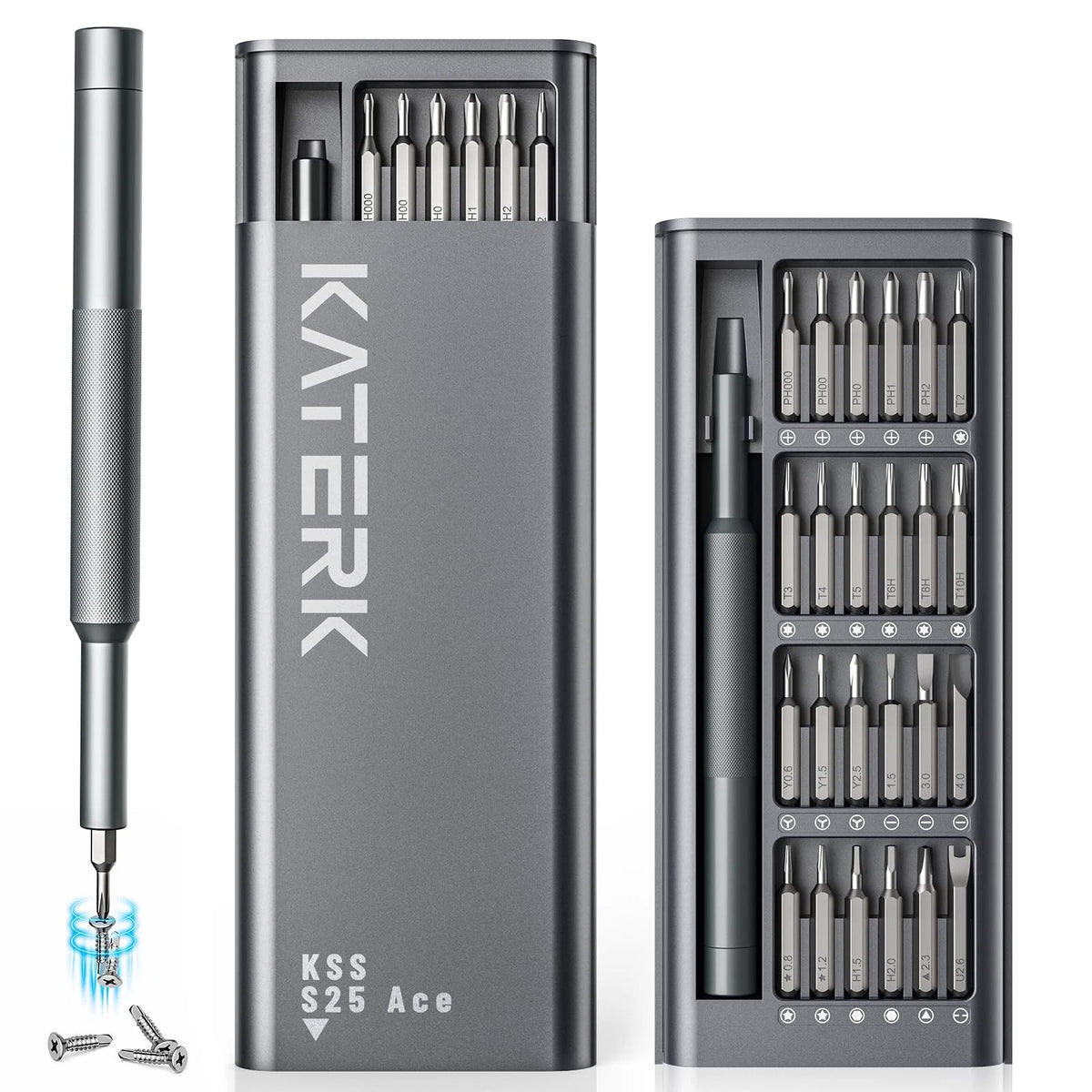 KATERK 25-in-1 Small Screwdriver Set - Precision Mini Precision, Black