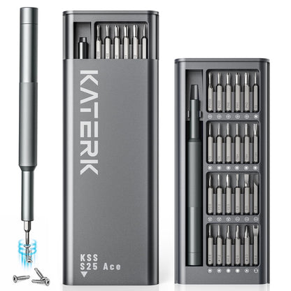 KATERK 25-in-1 Small Screwdriver Set - Precision Mini Precision, Black