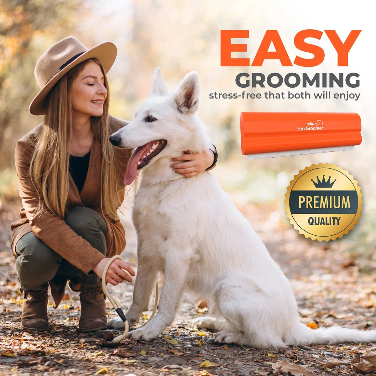 EasyGroomer Deshedding Brush for Dogs & Cats – Undercoat 5 Inch, Orange