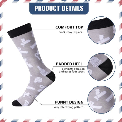 Ramede 5 Pairs Barber Gifts Socks for Men Novelty One Size, Stylish Colors