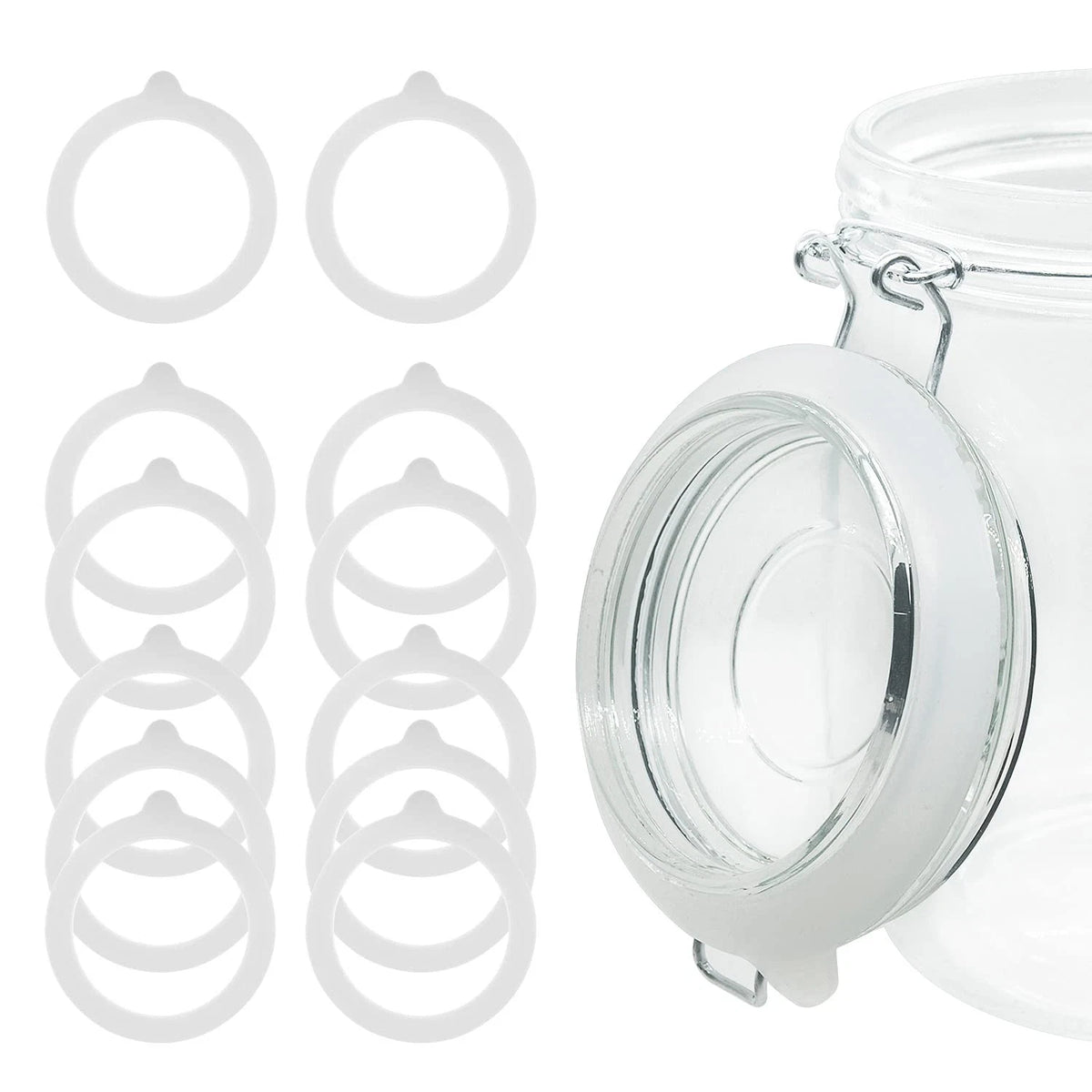 12 Pieces Rubber Seals Rings for Glass Jars, Airtight 12 Count, White