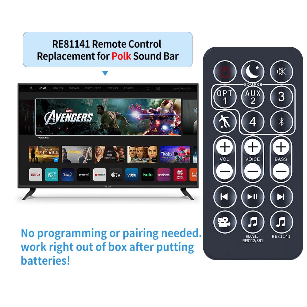 Remote Control For Polk SoundBar RE8112-1 RE8114-1 RE6915-1 RE81141 RE81121