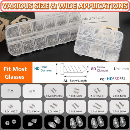 Eyeglass Repair Kit with Screws, Mini Glasses Kit, Eye Glass Black