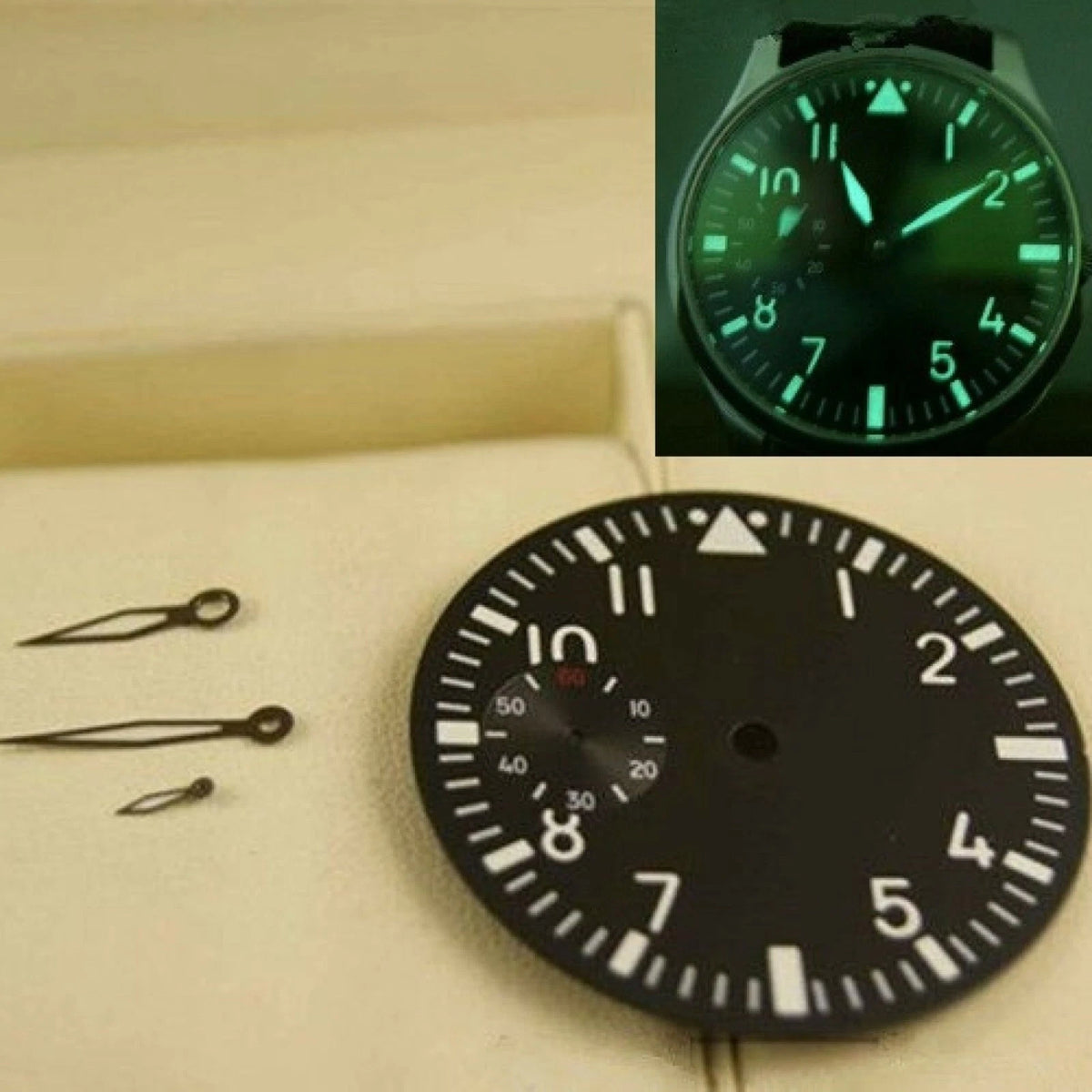 38.9mm Green Luminous Watch Dial Face+Hands For Seagull ST3600 ETA 6497 Movement