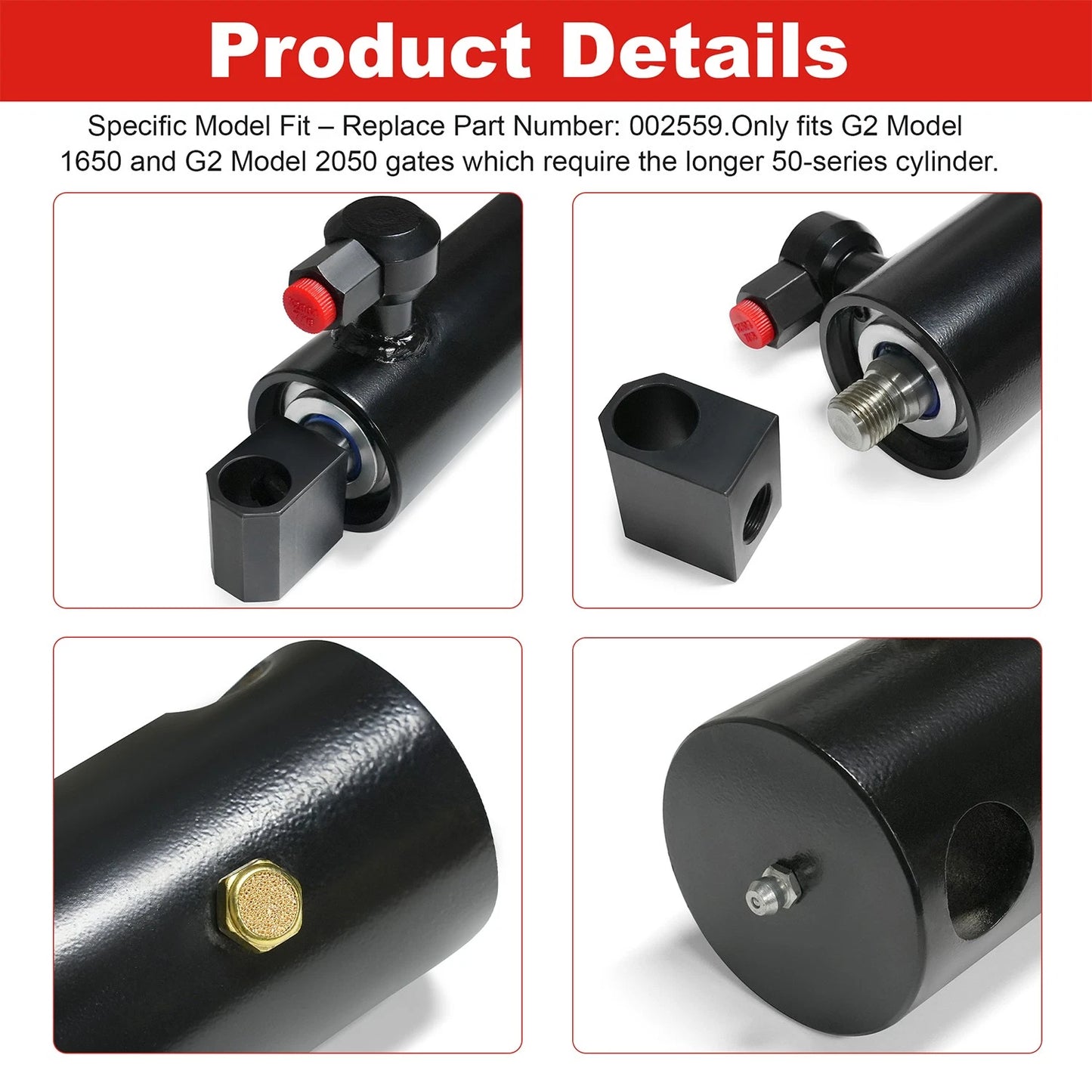 Replacement Hydraulic Cylinder 002559 for Tommy Gate G2 Series 1650 &2050 Models