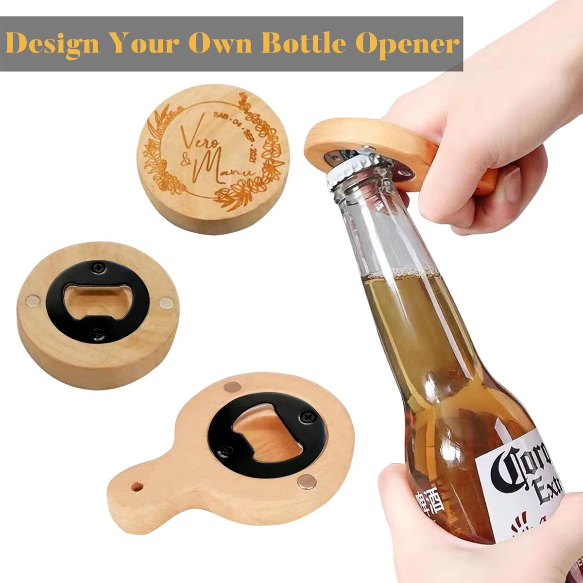 Bottle Opener Insert - 50 Sets Stainless Steel Inserts Kit 50 SETS, Black