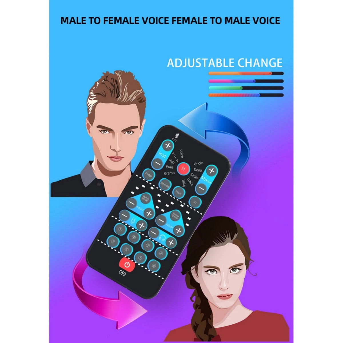 Portable Handheld Voice Changer With 8 Sound Effects For Karaoke Live Streaming