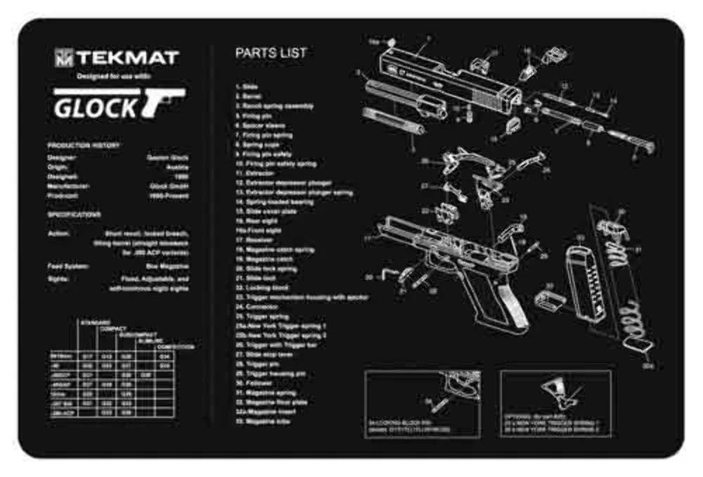 TekMat Gun Cleaning Mat for use with Glock , Black
