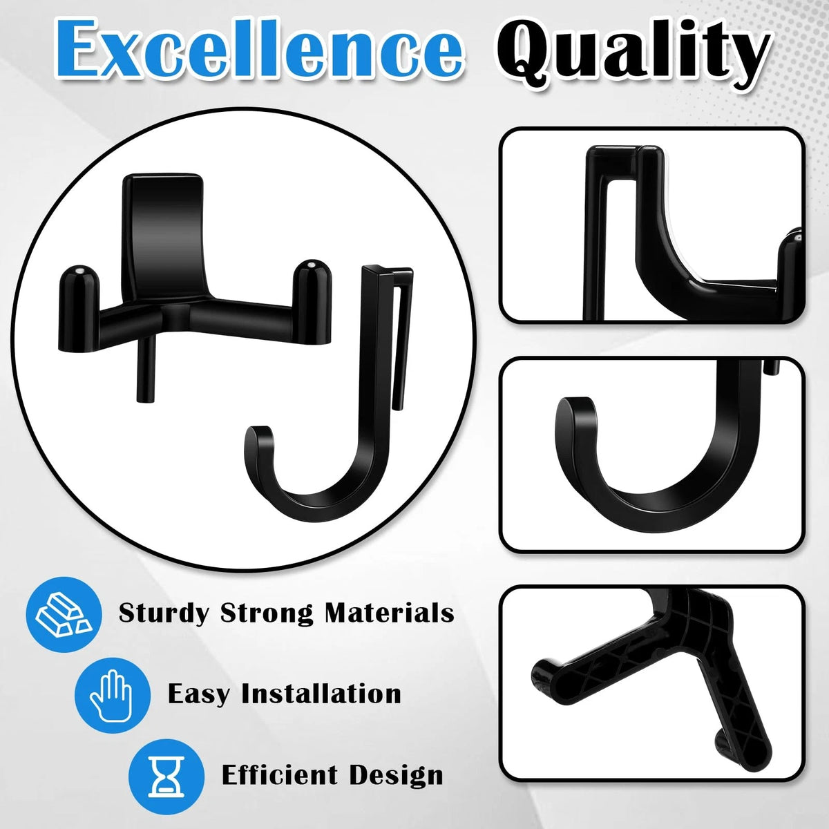 Qiyaz 8 Pcs J/V Shed Storage Hooks, Accessories, Compatible with Black