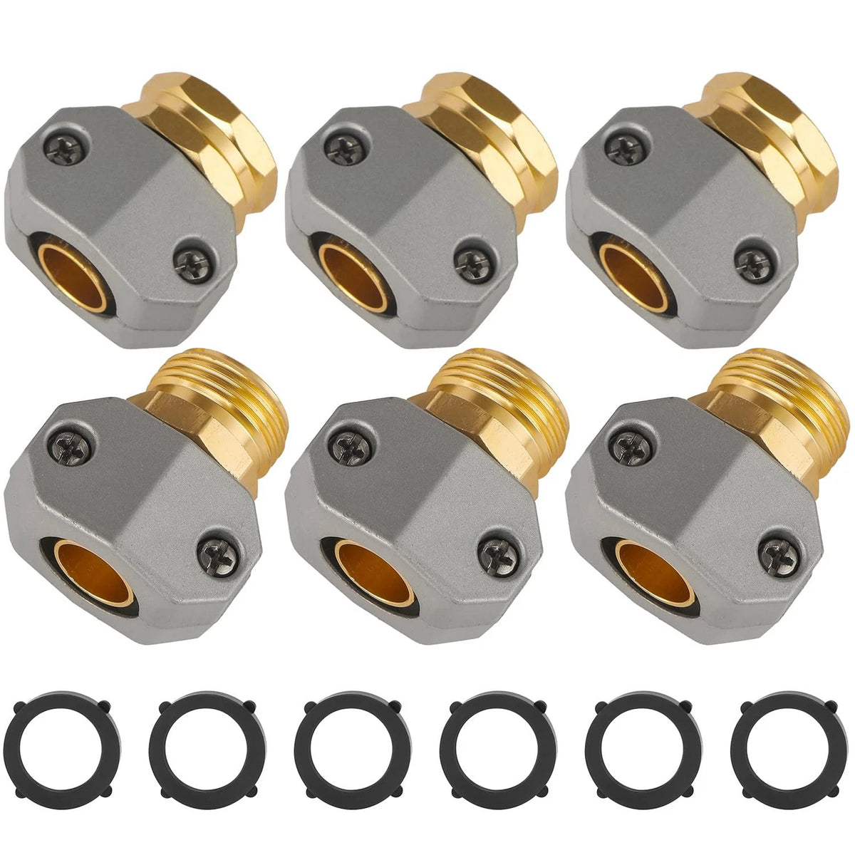 Garden Hose Repair Kits, 3 Sets Aluminum Alloy Water 3/4 inch, 3 Set