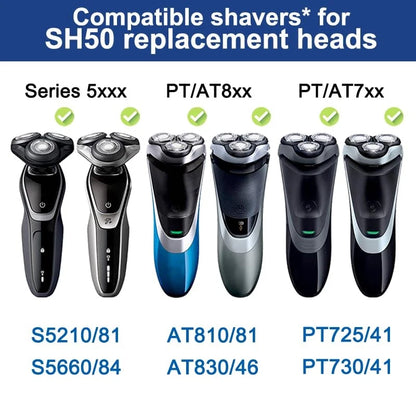 SH50 Replacement Heads For 5000 Shavers S5160, S5210, 1 Count (Pack of 3)
