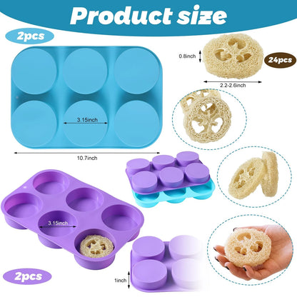 Sliner 4 Pack Silicone Soap Molds Kit with 1 Count (Pack of 28), Blue, Purple