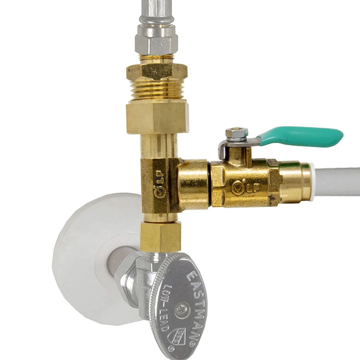 Metpure Ice Maker Fridge Install Kit - 3/8" Valve & Supply Line, brass, white