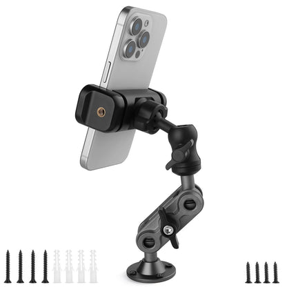 Wall Mount Phone Holder Drilling Base 3.5-7.5 inches (diagonal screen), Black