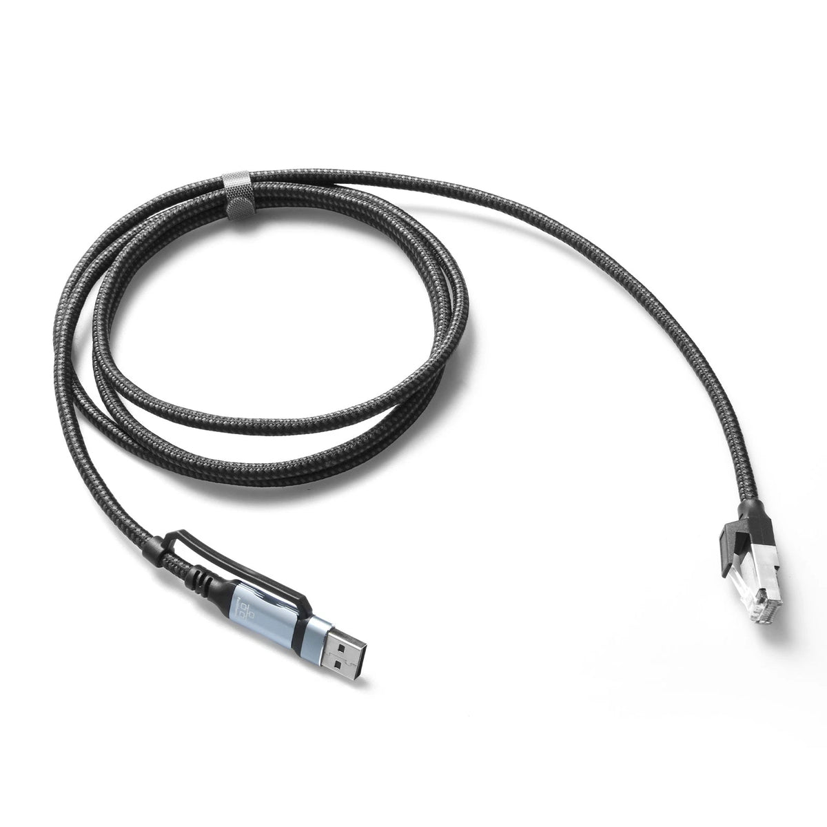 Aluminum 2-in-1 Ethernet Cable USB-A/Type-C to RJ45 100Mbps 1.8M Braided for PC