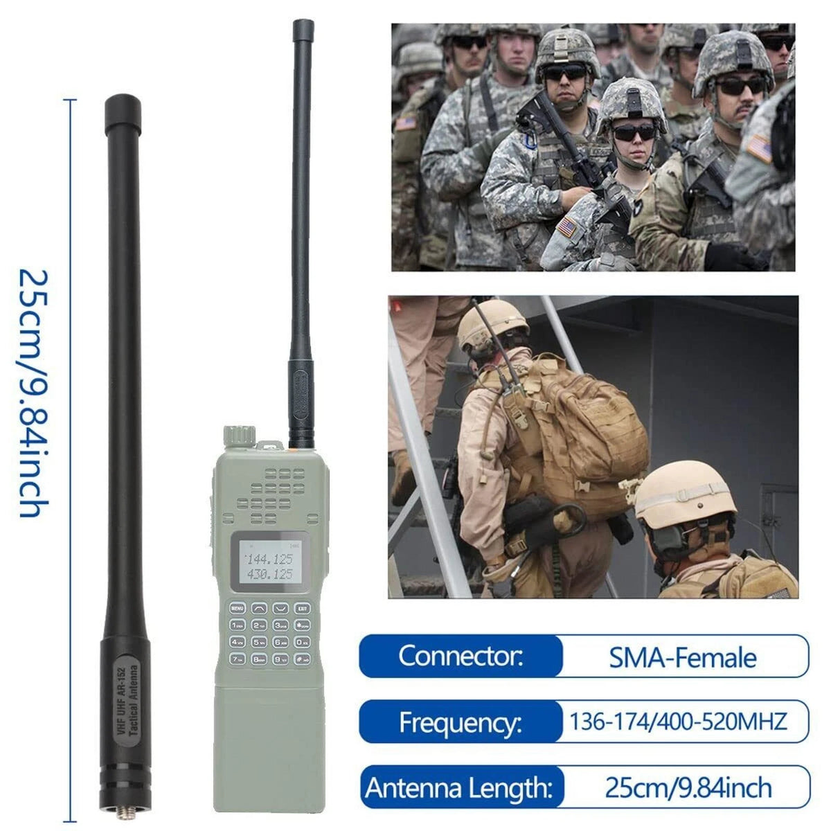SMA-Female Tactical Antenna For BaoFeng AR-152 UV-5R Two Way Radio Accessories B