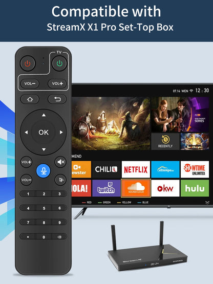 Bluettoth Voice Remote Control For  2024 StreamX X1 Pro TV Box 6K UltraHD