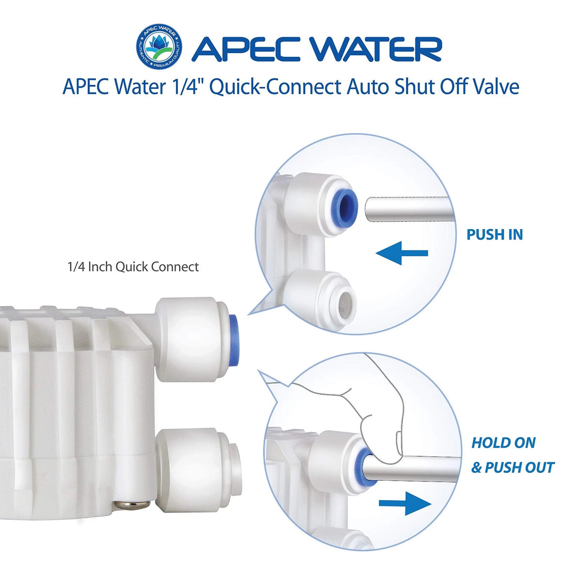APEC Water Systems Auto Shut Off Valve Replacement Part (ASO) 0.25 Inch, White