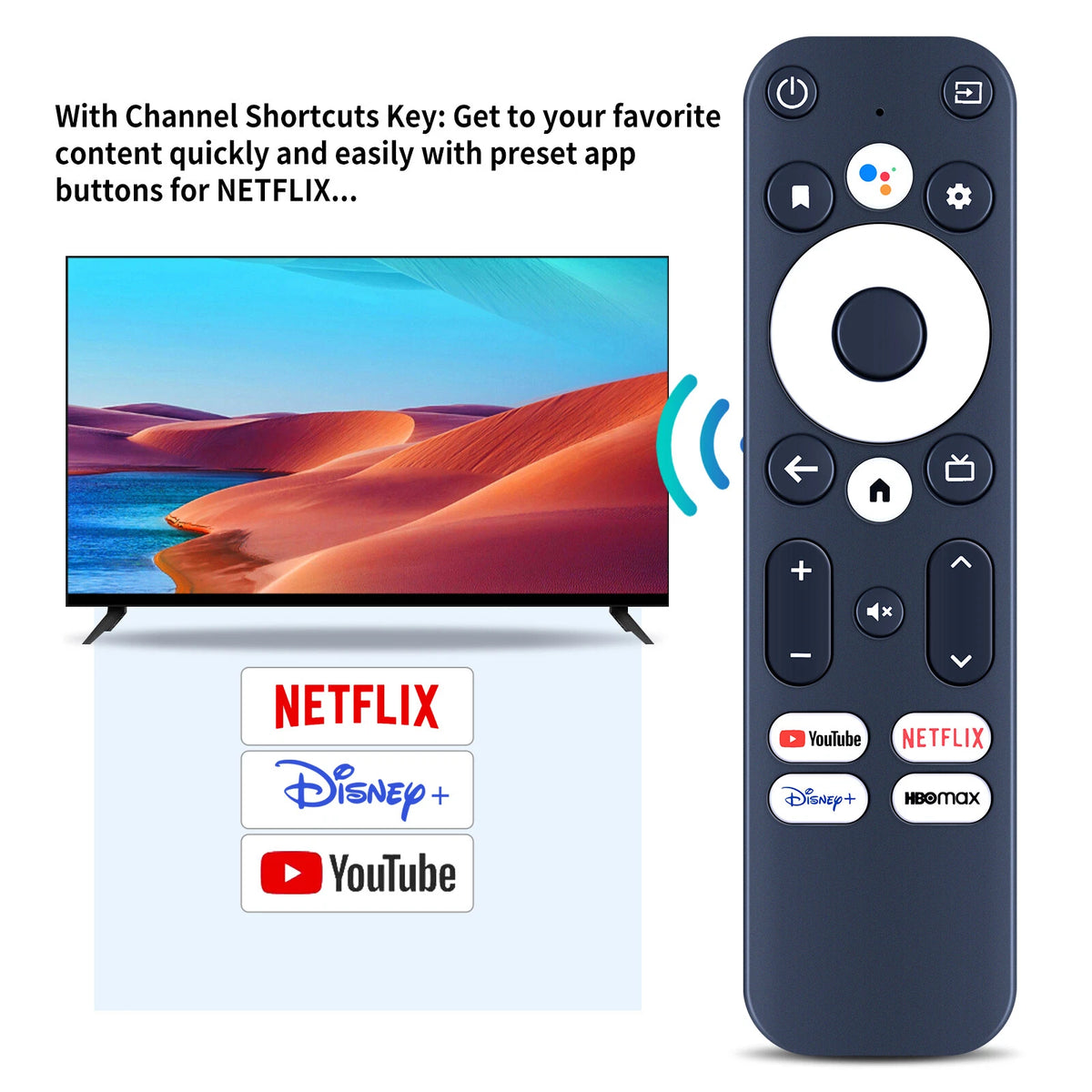 Remote Control For Onn Android TV FHD Streaming Stick 100024646 with Voice Black