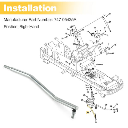 Steering Drag Link Rod 747-05425A Right Hand for Cub Cadet XT3-GSX Tractor