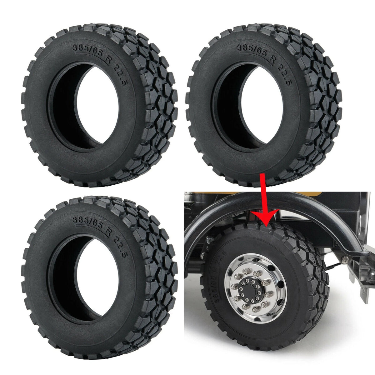 4* Rubber Tires Tyres For Tamiya 1/14 RC Tractor Truck Car Repair Parts