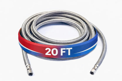 Refrigerator Icemaker Hose (20 FT) - Universal Fit 20 foot, Stainless Steel